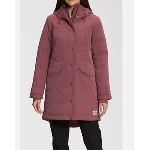 The North Face Women Snow Down Hooded Parka Warm Winter Jacket Wild Ginger M EUC